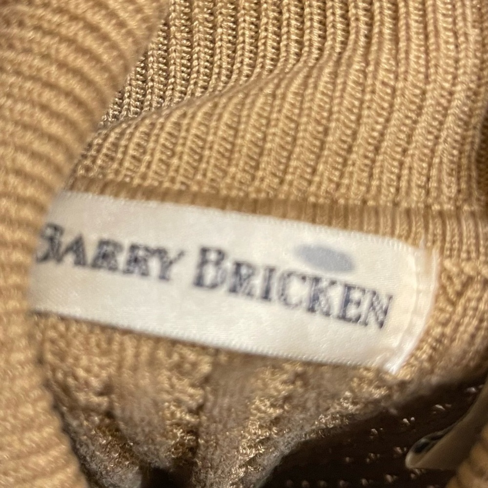 Barry Bricken Vintage Camel Cable Knit Turtle Neck Silk Size Medium - Picture 3 of 8